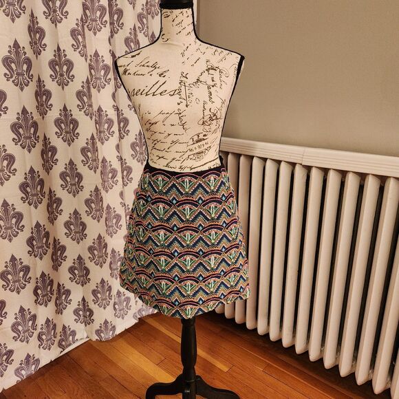 Anthropologie Ollari New York Beaded & Embroidered Skirt, Boho, Unique, Sz L - Picture 3 of 11